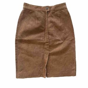 Vintage G3 Thick Brown Leather Suede Western High Waisted Skirt Size 0
